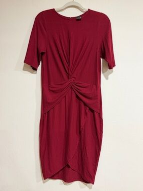 Women's Red Midi Dress - Elegant Knit